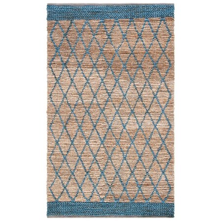 Safavieh 4 x 6 ft. Natural Fiber Hand Loomed Rectangle Area Rug Natural & Navy NF951N-4